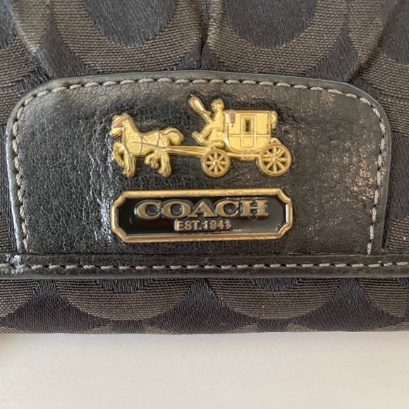 Coach Madison Op Art Signature Canvas Bifold Wallet Black Pink - Picture 4 of 16